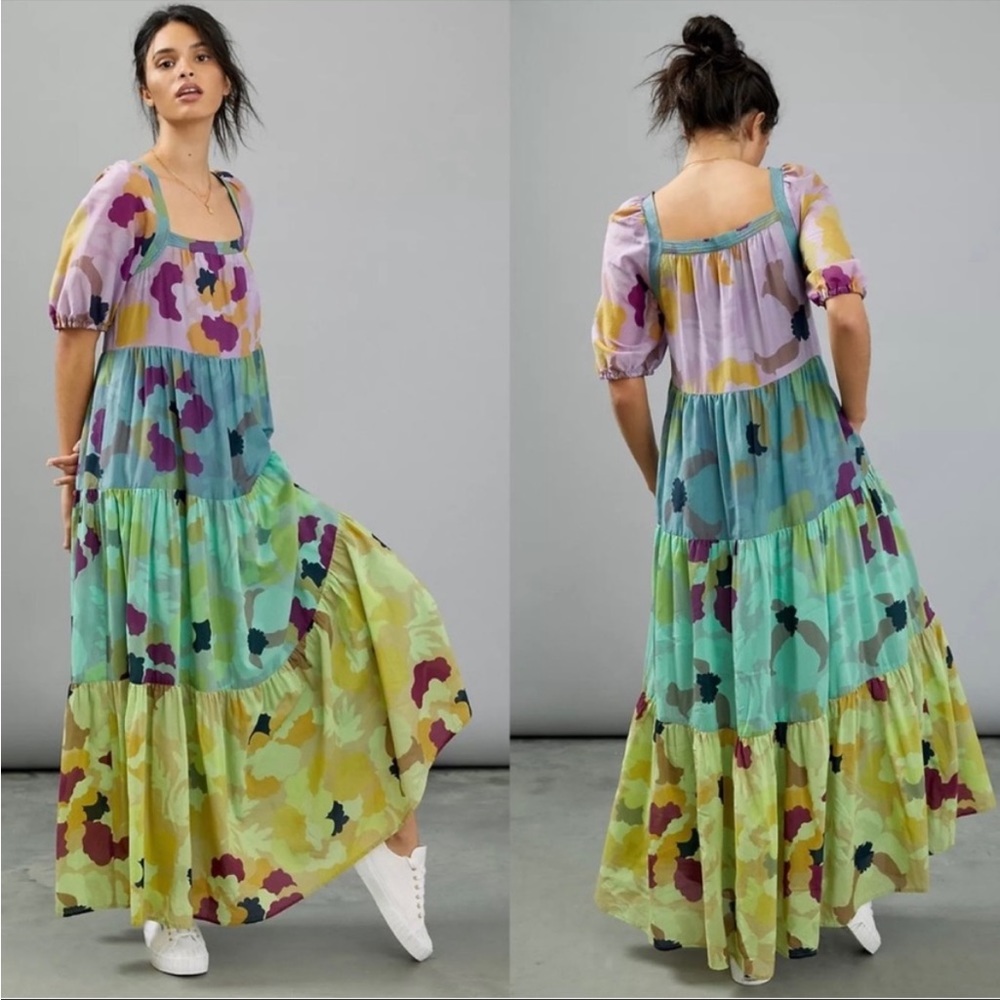 Anthropologie Caroline Tiered Maxi Dress